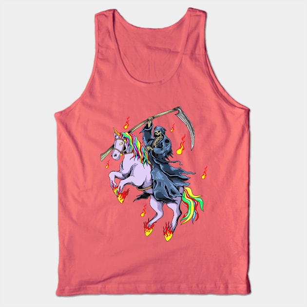 grim reaper with unicorn fire Tank Top by Mako Design 